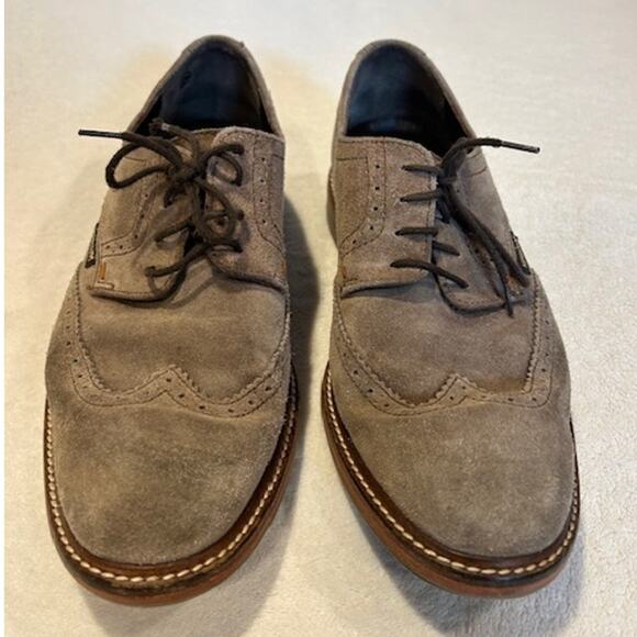 MEPHISTO Tan Light Brown Suede Wingtip Brogue Oxfords Dress Shoes Casual Men's 9 - Picture 4 of 12